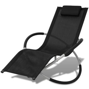 vidaXL Sun Lounger | Black and Grey | Galvanised steel, Textilene fabric
