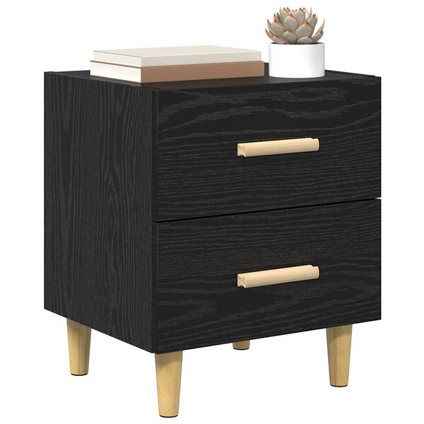vidaXL Bed Cabinet Black oak 40 x 35 x 47.5 cm Engineered wood