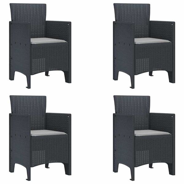 vidaXL Garden Chair 4 pcs Anthracite 53 x 49 x 85 cm PP