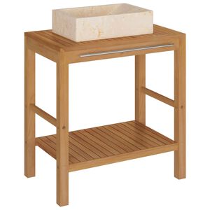 vidaXL Vanity Cabinet With Sink | Cream | Solid Teak Wood | Medium