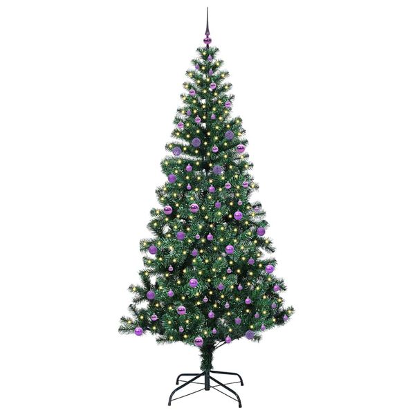 vidaXL Artificial Pre-lit Christmas Tree Green 240 cm PVC and Metal