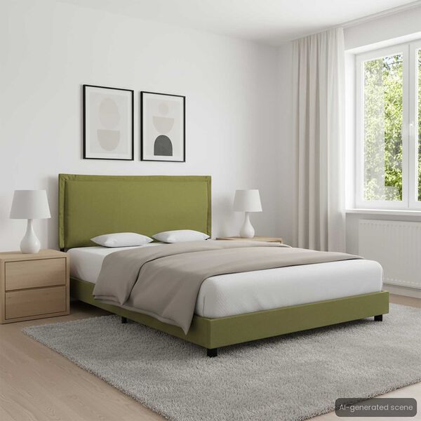 vidaXL Bed Frame without Mattress Green Fabric 135x190 cm Double