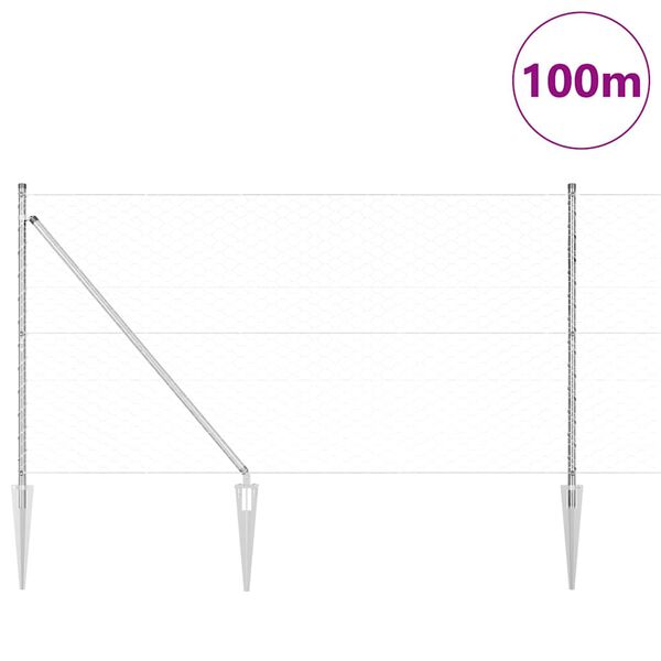 vidaXL Fence with Posts Silver 1.4 x 100 m PVC-coated steel