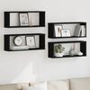 vidaXL Wall Cube Shelf 4 pcs Black 60x15x23 cm Engineered Wood