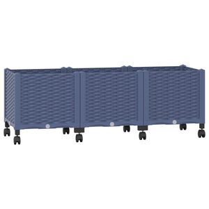 vidaXL Garden Planter with Wheels Blue Grey 120 x 40 x 48 cm PP