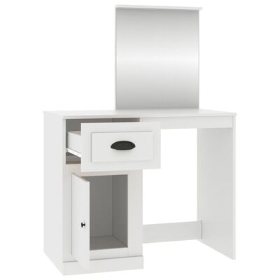 vidaXL Dressing Table with Mirror White 90x50x132.5 cm Engineered Wood