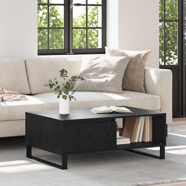 vidaXL Coffee Table Black Oak 90 x 60 x 35 cm Engineered Wood