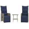 vidaXL Reclining Garden Chairs 2 pcs with Table Grey Poly Rattan