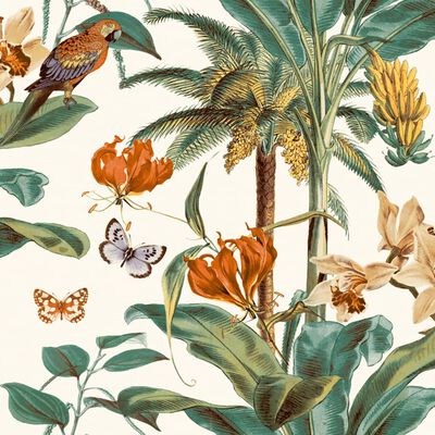 DUTCH WALLCOVERINGS Wallpaper Tropical Palm Green and Orange