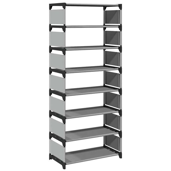 vidaXL Shoe Rack 8-Tier Grey 54x28x124 cm Non-woven Fabric