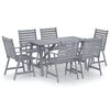 vidaXL 7 Piece Garden Dining Set Grey Solid Acacia Wood