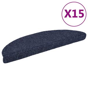 vidaXL Stair Mat | Set of 15 | Blue | Polypropylene | 15 x 56 x 17 x 3 cm