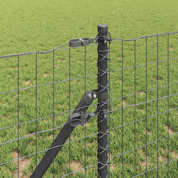vidaXL Fence with Post Grey 0.8 x 25 m Steel and PVC
