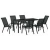 vidaXL Garden Dining Set 7 pcs Black Powder-coated Steel