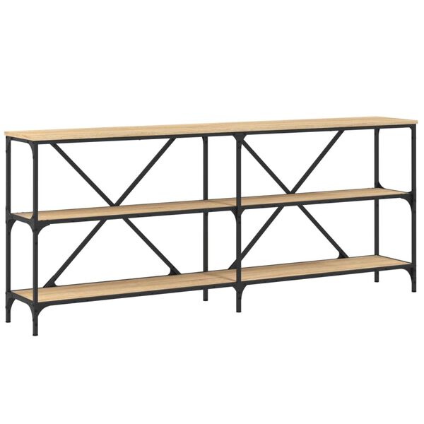 vidaXL Console Table Sonoma Oak 180x30x75 cm Engineered Wood and Iron