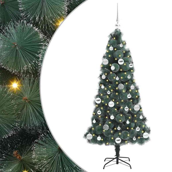 vidaXL Artificial Pre-lit Christmas Tree with Ball Set Green 150 cm