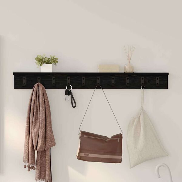 vidaXL Wall-Mounted Coat Rack Black Oak 100 x 10.5 x 10.5 cm