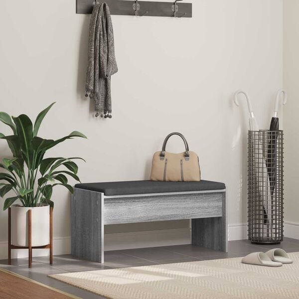 vidaXL Hall Bench with Cushion Grey Sonoma 83 x 38 x 40 cm