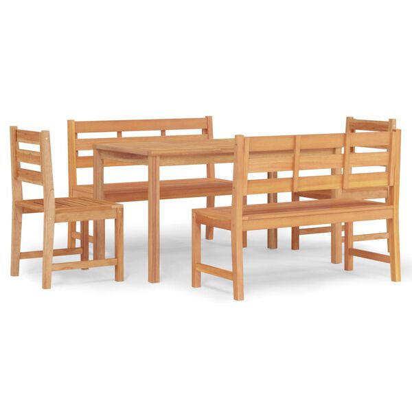 vidaXL 5 Piece Garden Dining Set Solid Wood Teak