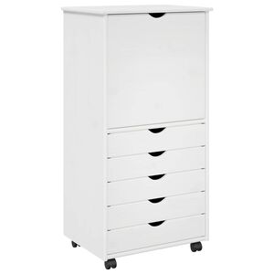 vidaXL Rolling Cabinet 53 x 39 x 103 cm Solid Pine Wood White