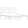 vidaXL Metal Bed Frame without Mattress with Headboard White 140x190cm