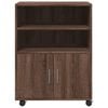 vidaXL Rolling Cabinet Brown Oak 60x48x81 cm Engineered Wood