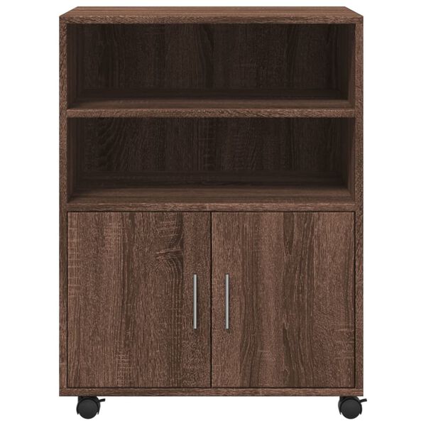 vidaXL Rolling Cabinet Brown Oak 60x48x81 cm Engineered Wood