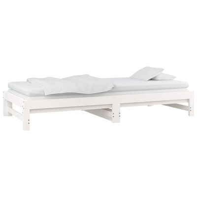vidaXL Pull-out Day Bed White 2x(80x200) cm Solid Wood Pine