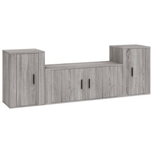 vidaXL 3 Piece TV Cabinet Set Grey Sonoma Engineered Wood
