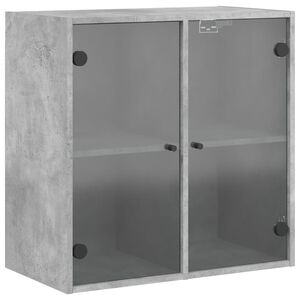 vidaXL Wall Cabinet with Glass Doors Concrete Grey 68x37x68.5 cm