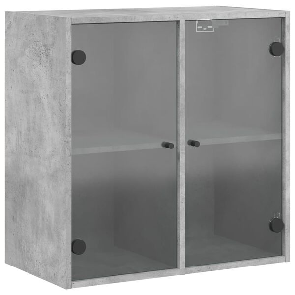 vidaXL Wall Cabinet with Glass Doors Concrete Grey 68x37x68.5 cm