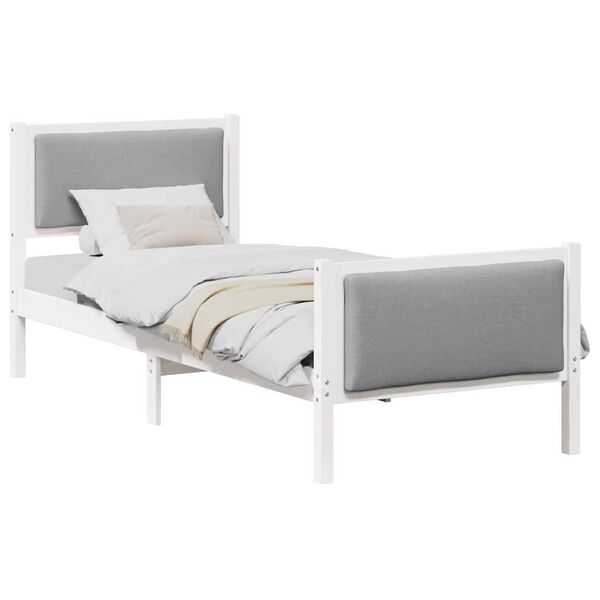 vidaXL Bed Frame with Headboard Light Grey 75 x 190 cm Fabric
