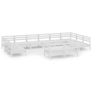 vidaXL 12 Piece Garden Lounge Set White Solid Wood Pine