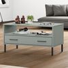 vidaXL Coffee Table with Metal Legs Grey 85x50x45 cm Solid Wood OSLO