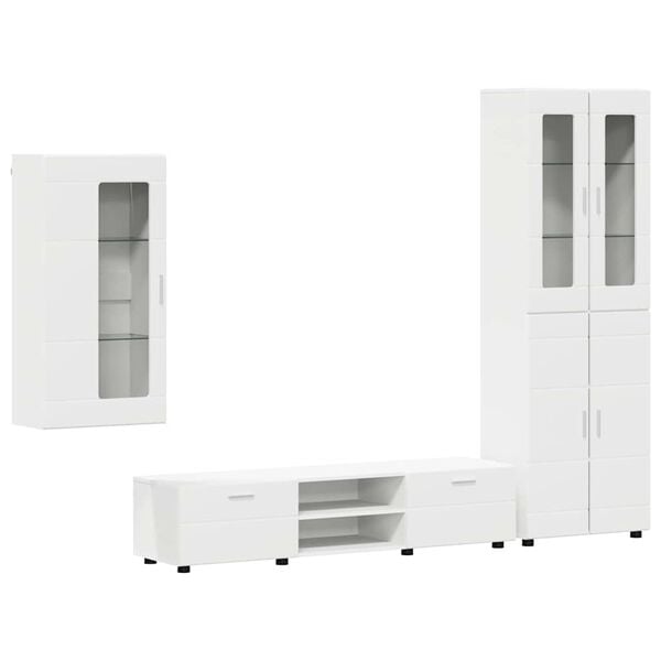 vidaXL TV Cabinet Set with Drawer with Shelf White Engineered Wood