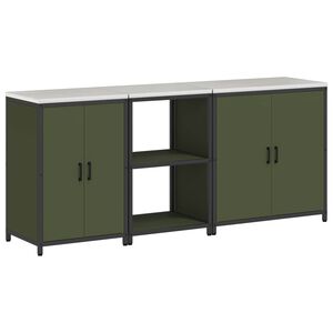 vidaXL Kitchen Storage Set 3 pcs Olive Green Cold-rolled Steel