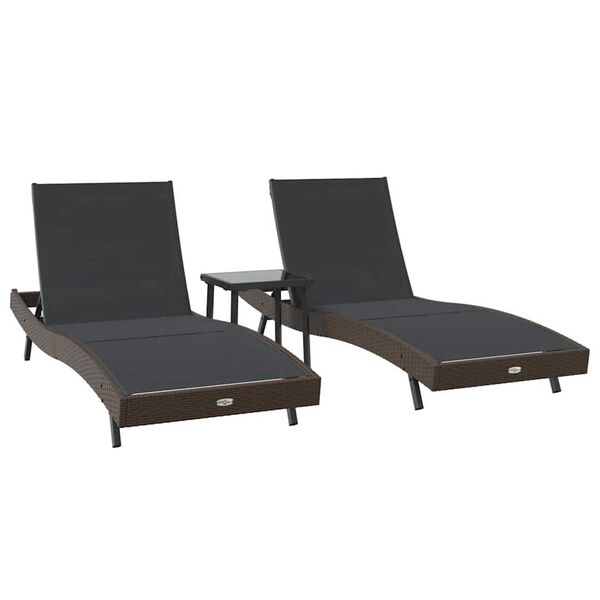 vidaXL Sun Loungers 3 pcs Brown 40 x 40 x 40.5 cm Poly Rattan