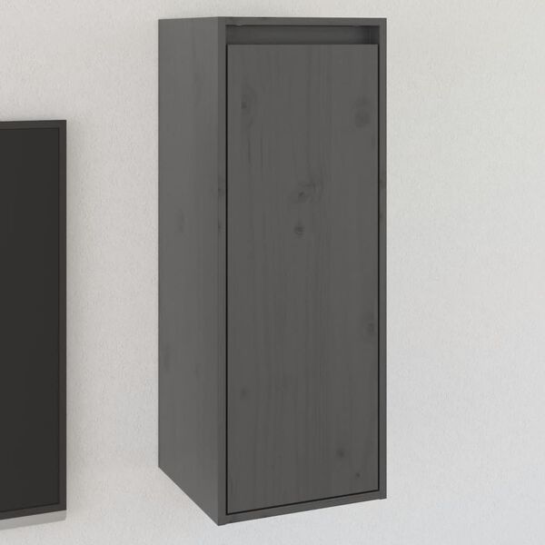 vidaXL Wall Cabinet Grey 30x30x80 cm Solid Wood Pine