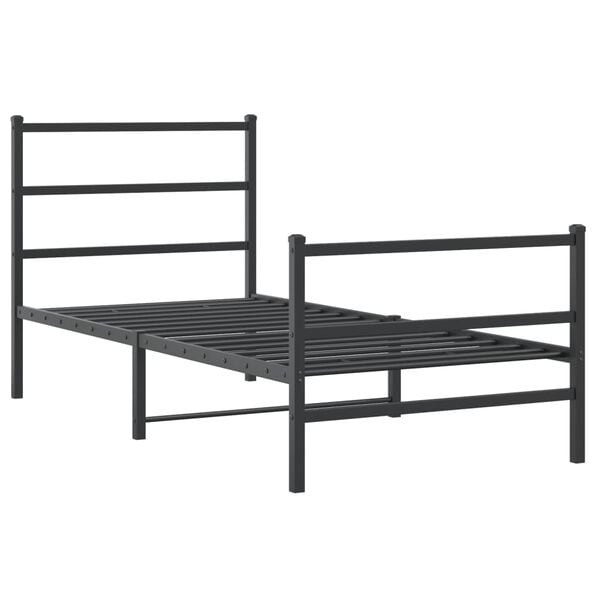 vidaXL Metal Bed Frame without Mattress with Footboard&nbsp;Black 90x190cm