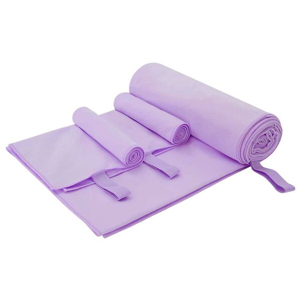 vidaXL Sports Towel Set 3 pcs Purple Polyester and Polyamide