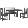 vidaXL 4 Piece Garden Dining Set Grey Solid Wood Pine