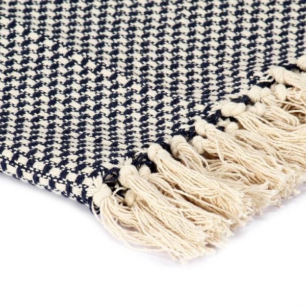 vidaXL Throw Cotton 125x150 cm Navy Blue