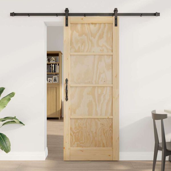 vidaXL Sliding Door Brown 78 x 202 cm Solid Pine Wood