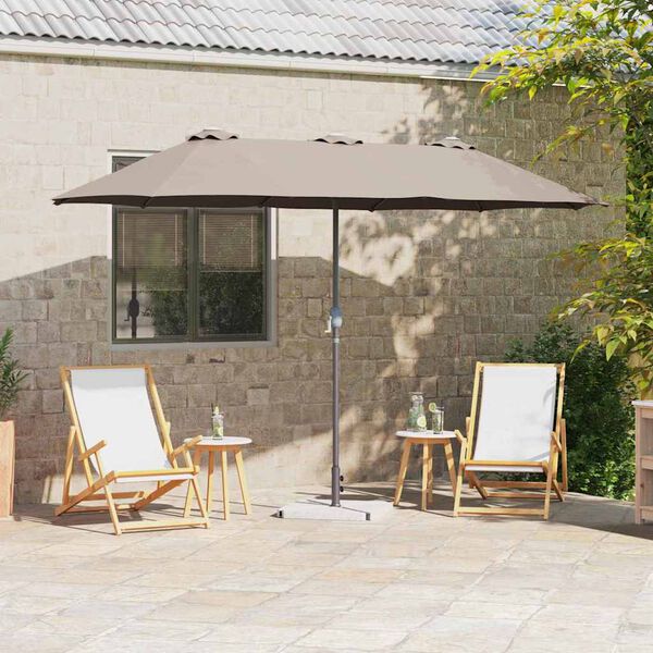 vidaXL Garden Parasol Taupe 370 x 197 x 239 cm Powder-coated steel
