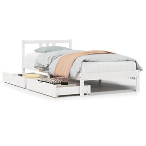 vidaXL Bed Frame without Mattress White 90x200 cm Solid Wood Pine