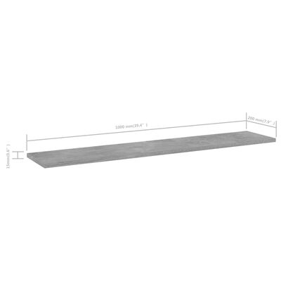 vidaXL Bookshelf Boards 8 pcs Concrete Grey 100x20x1.5 cm Engineered Wood