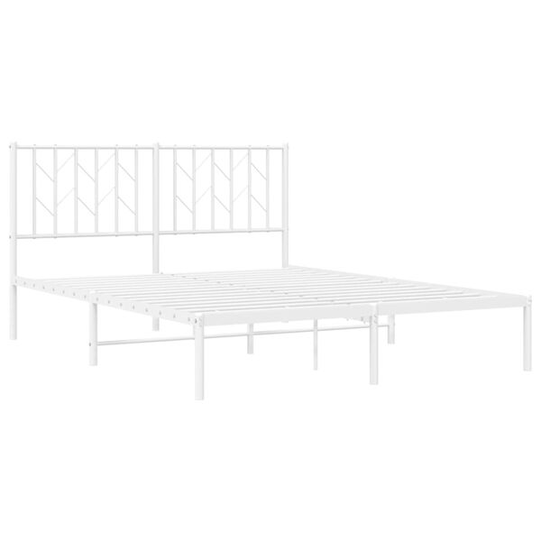 vidaXL Metal Bed Frame without Mattress with Headboard White 140x200cm