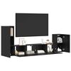 vidaXL Wall TV Cabinet Wall-mounted 3 pcs Black Oak Engineered Wood