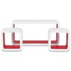 3 White-red MDF Floating Wall Display Shelf Cubes Book/DVD Storage