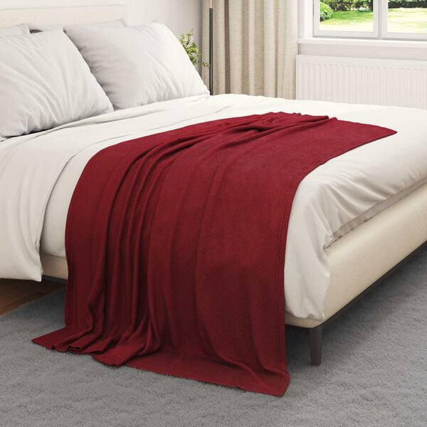 vidaXL Throw Blanket Bordeaux Red 170 x 130 cm Fleece